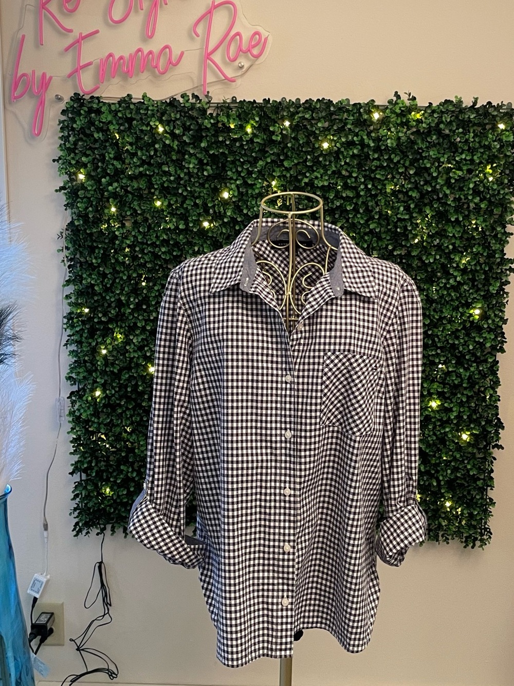Tommy Hilfiger Navy & White Gingham Button-Down Shirt
